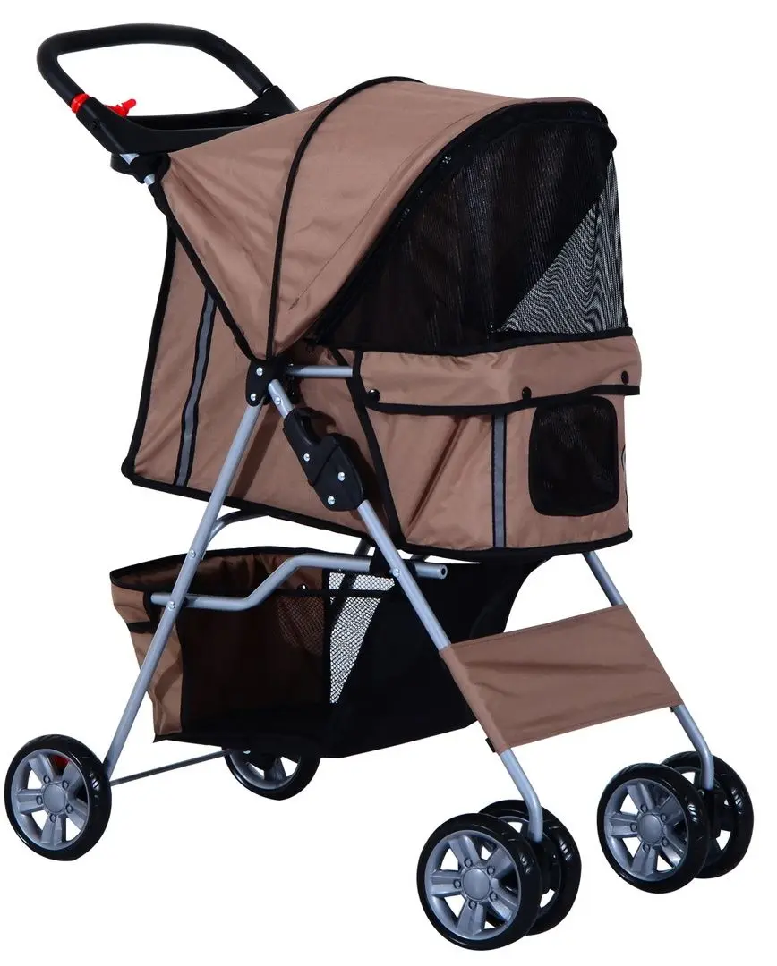 Carucior pentru caini PawHut D00-058CF (Brown/Black)