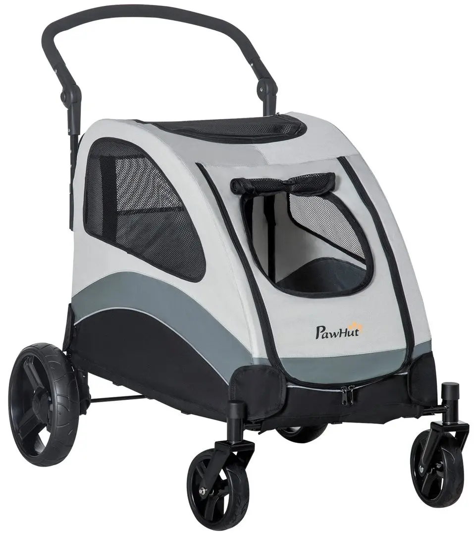 Carucior pentru caini PawHut D00-105V01GY (Grey/Black)