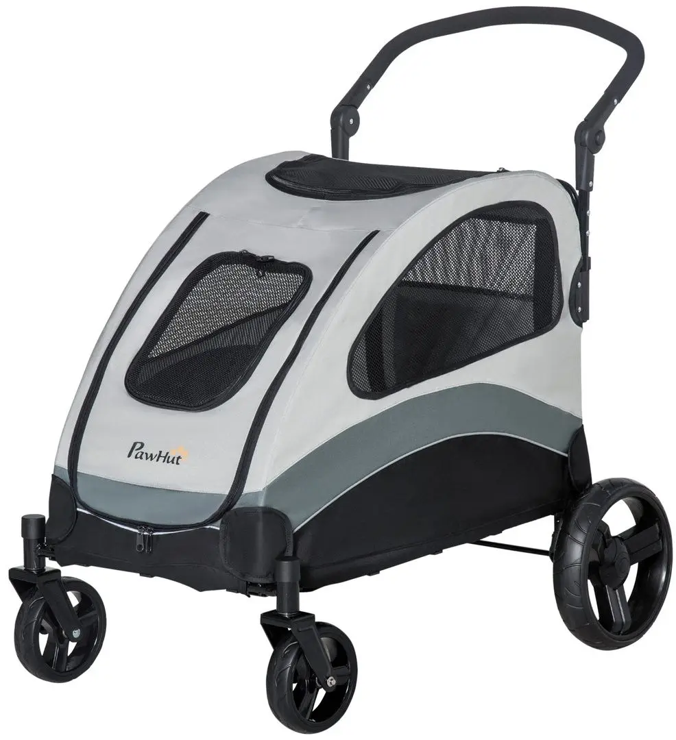 Carucior pentru caini PawHut D00-105V01GY (Grey/Black)