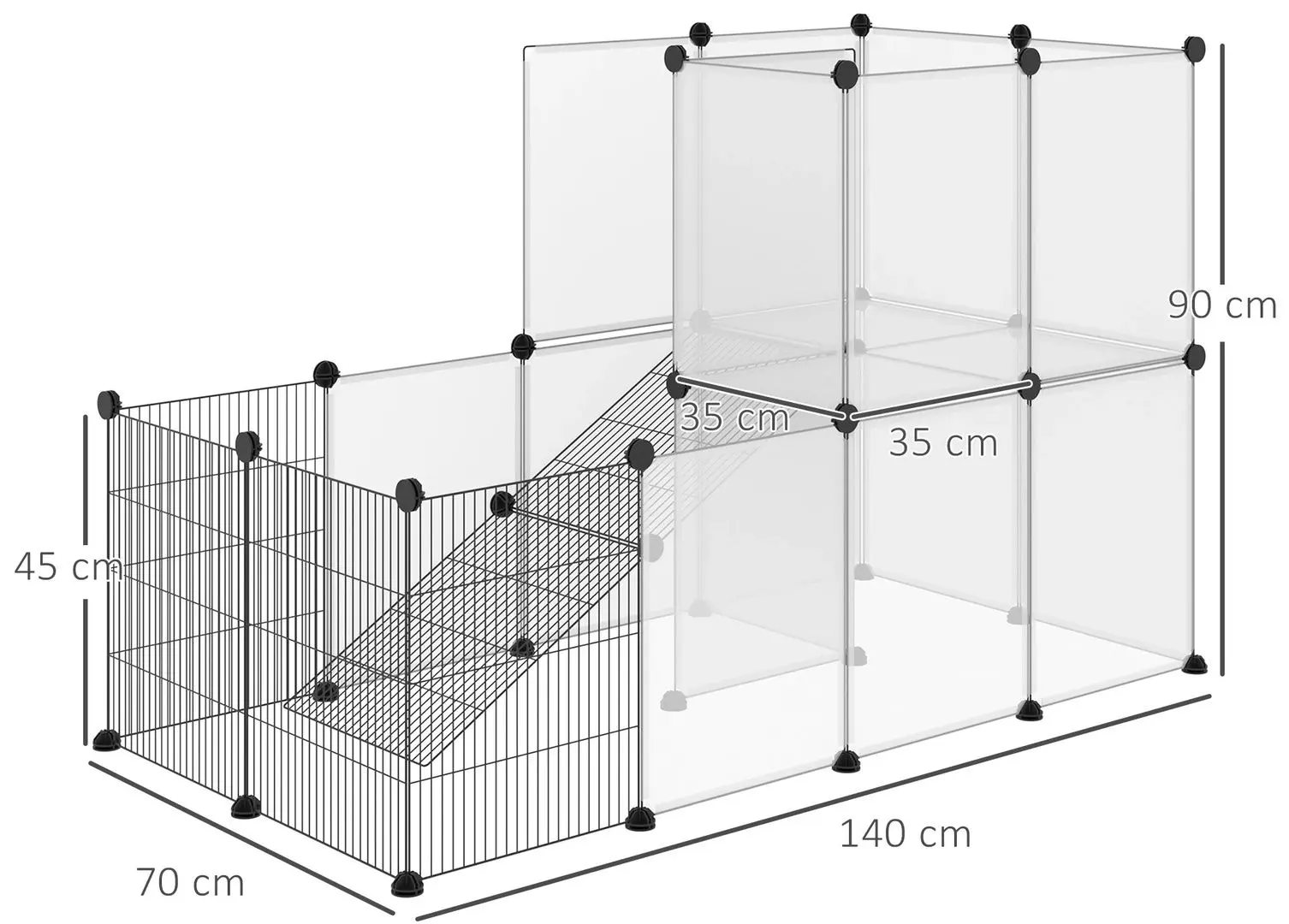 Модульная клетка для животных PawHut D51-259 140x70x90cm (Black) - 3