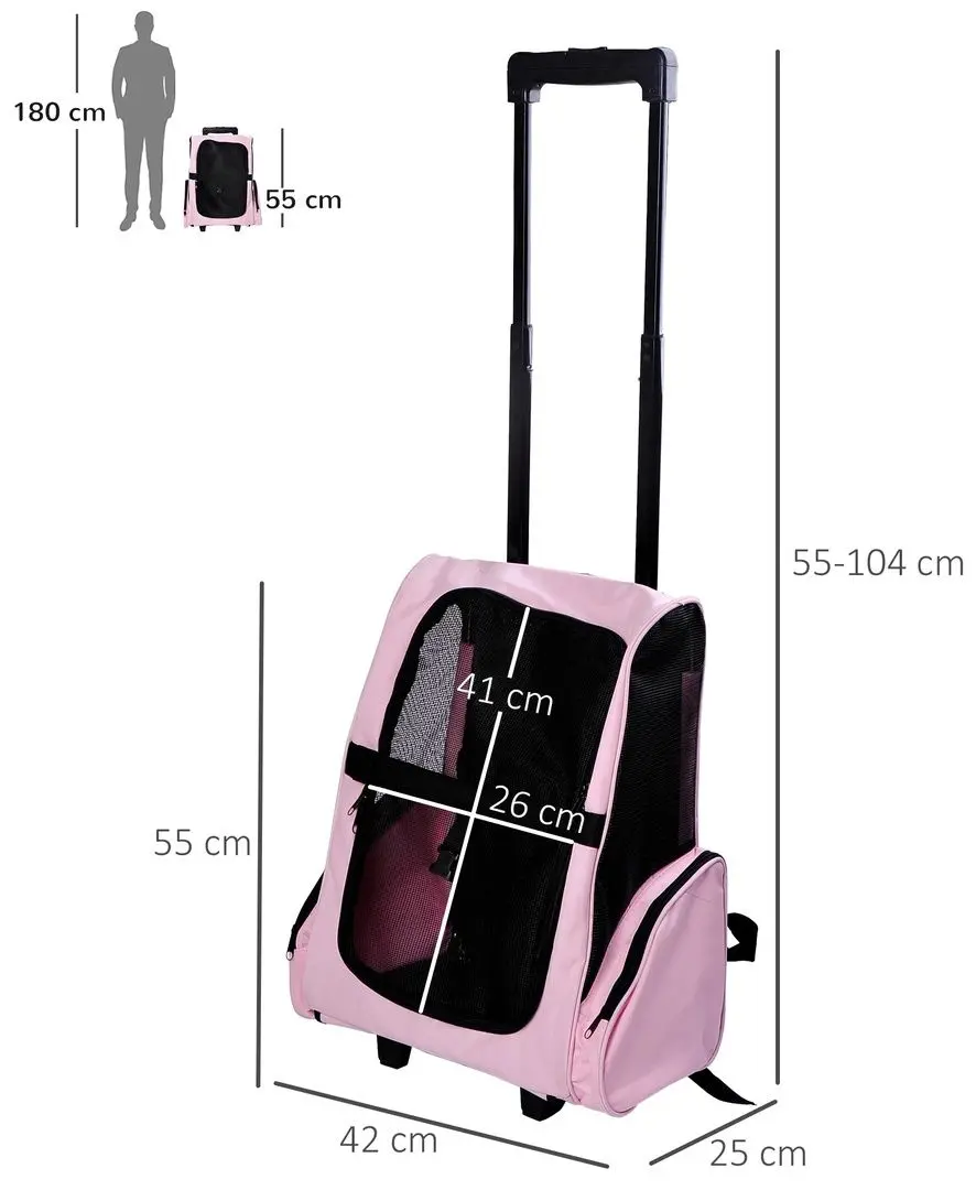 Carucior rucsac pentru animale PawHut D1-0080 (Pink)