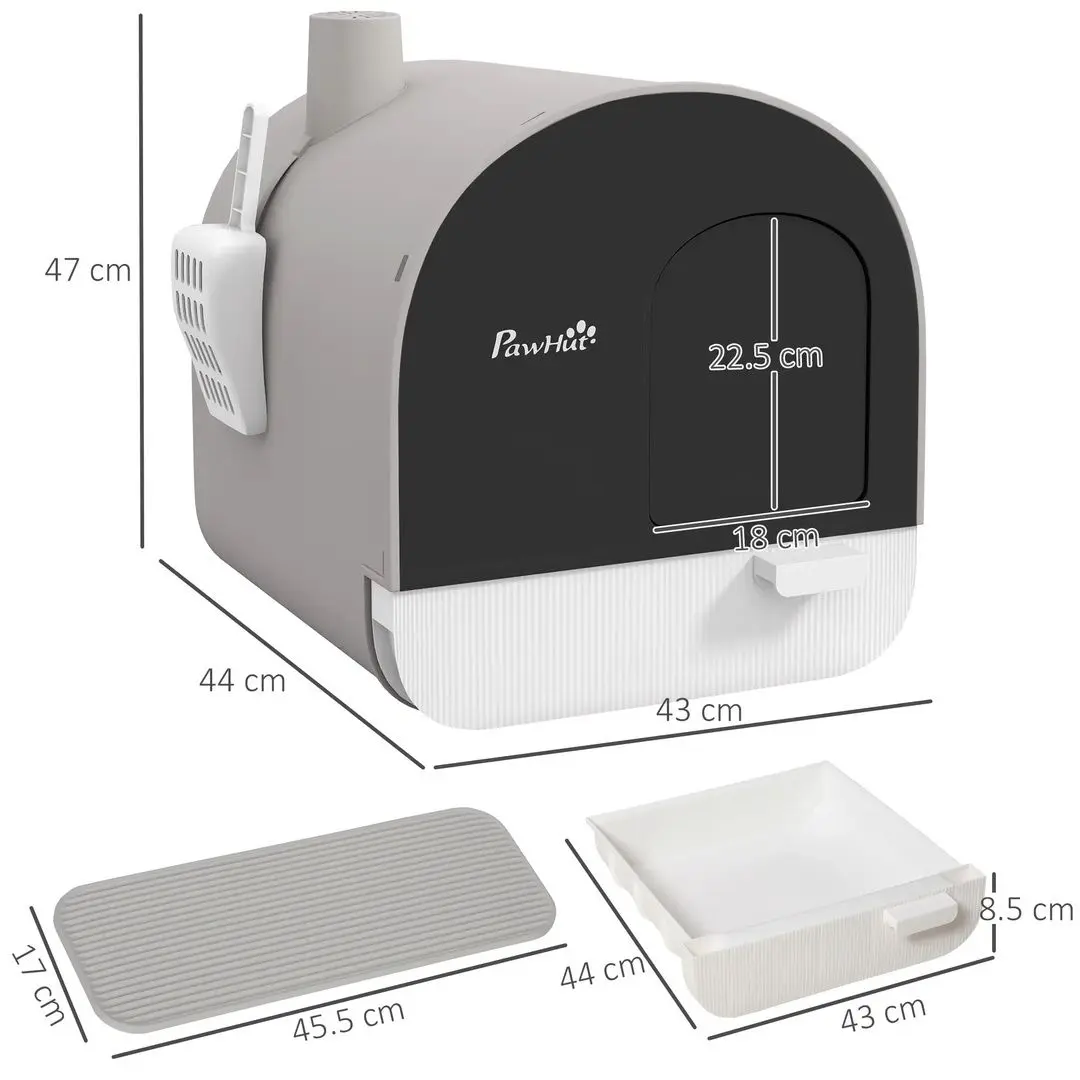 Litiera pentru pisici PawHut D31-050V00LG (Grey) - 7