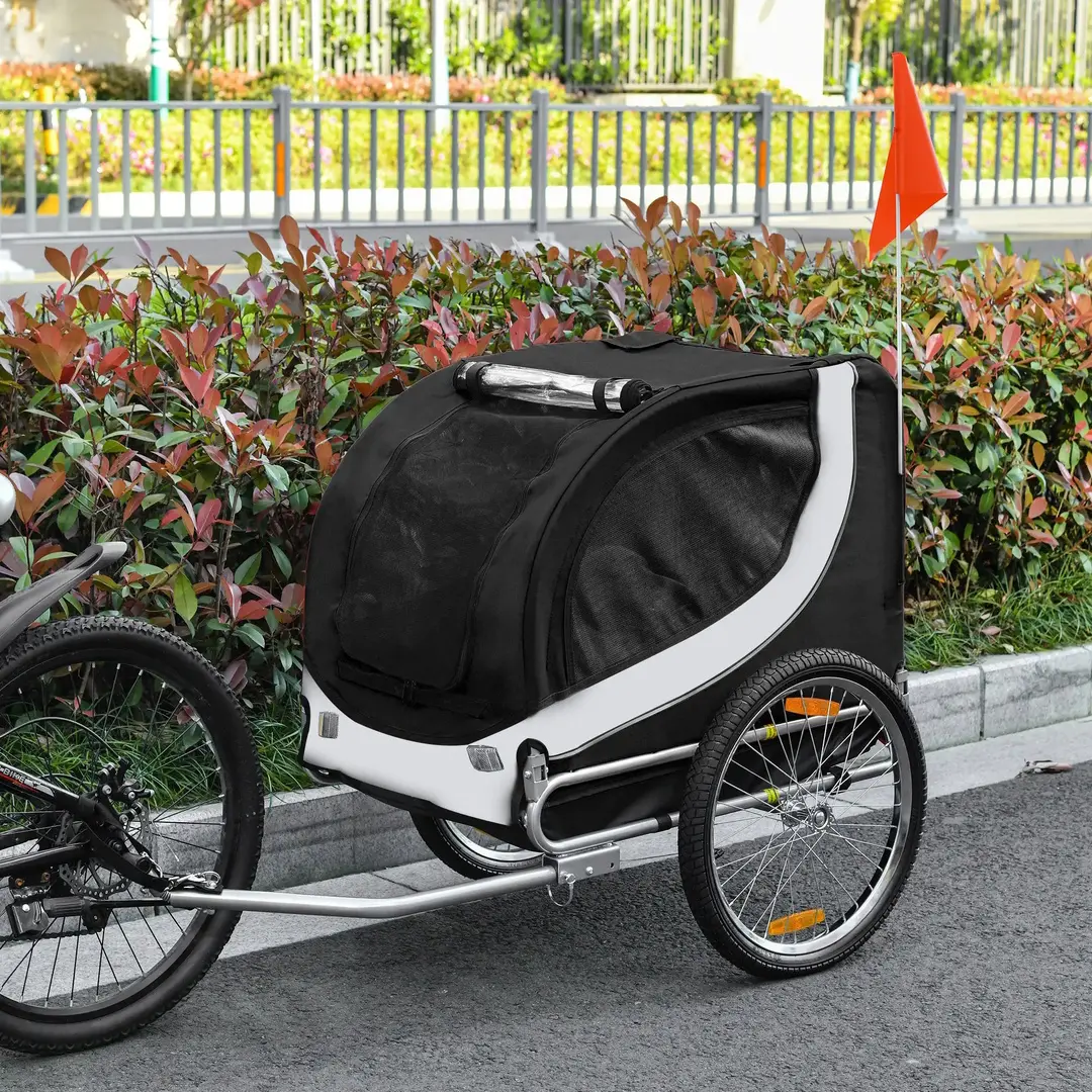 Remorca de bicicleta pentru animale PawHut B4-0003-029 (Black/White) - 3