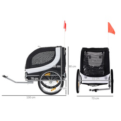 Remorca de bicicleta pentru animale PawHut B4-0003-029 (Black/White) Thumb
