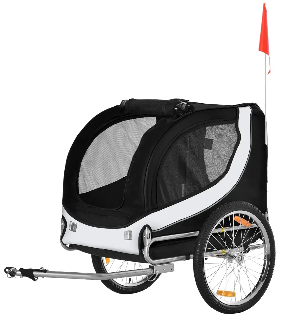 Remorca de bicicleta pentru animale PawHut B4-0003-029 (Black/White)
