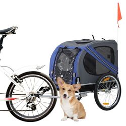 Remorca de bicicleta pentru animale PawHut D00-098BU (Blue/Grey) Thumb