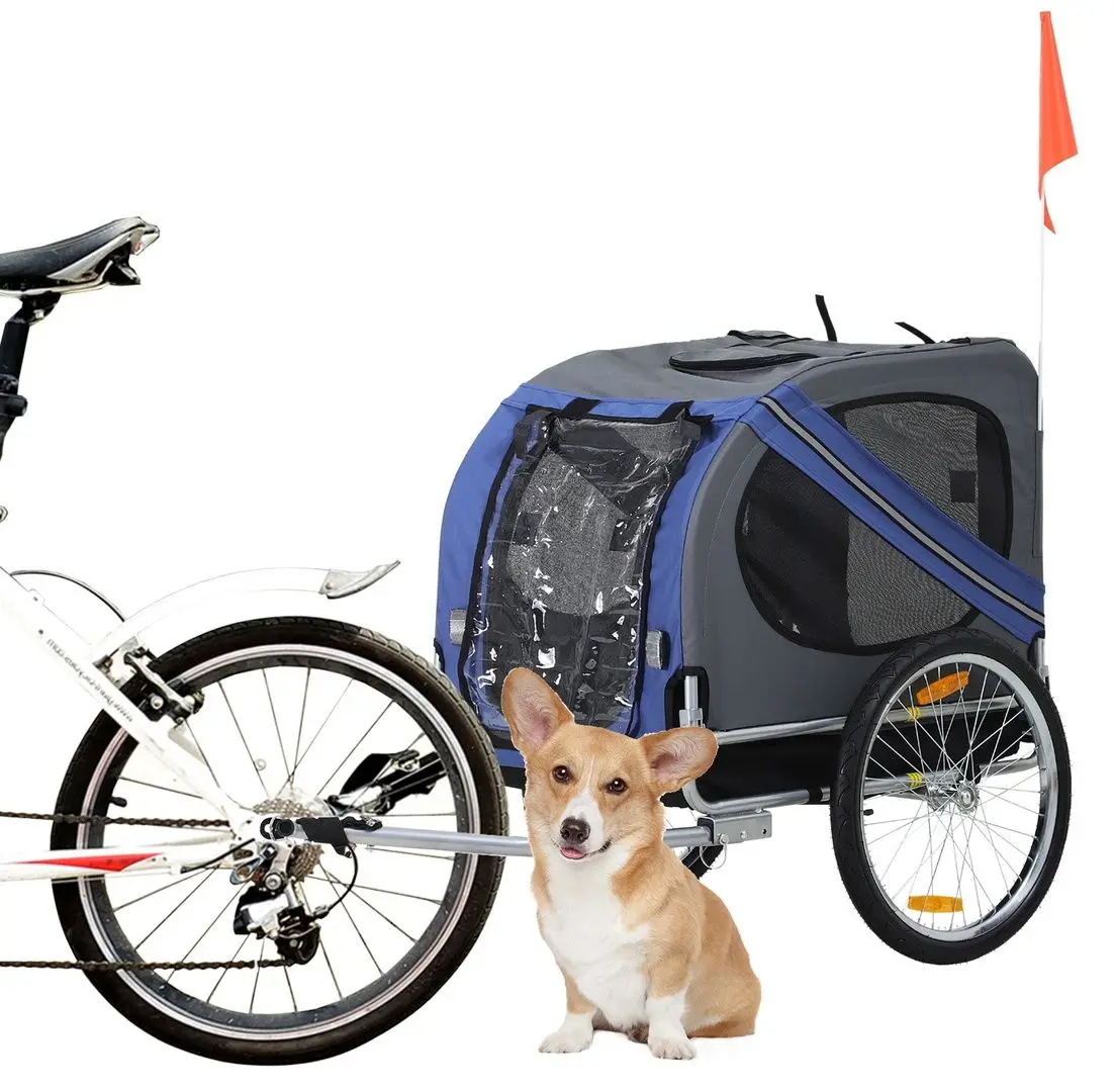 Remorca de bicicleta pentru animale PawHut D00-098BU (Blue/Grey) - 3