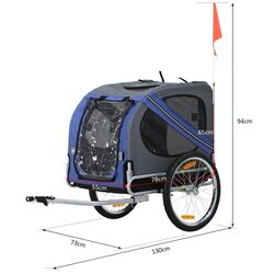 Remorca de bicicleta pentru animale PawHut D00-098BU (Blue/Grey) Thumb