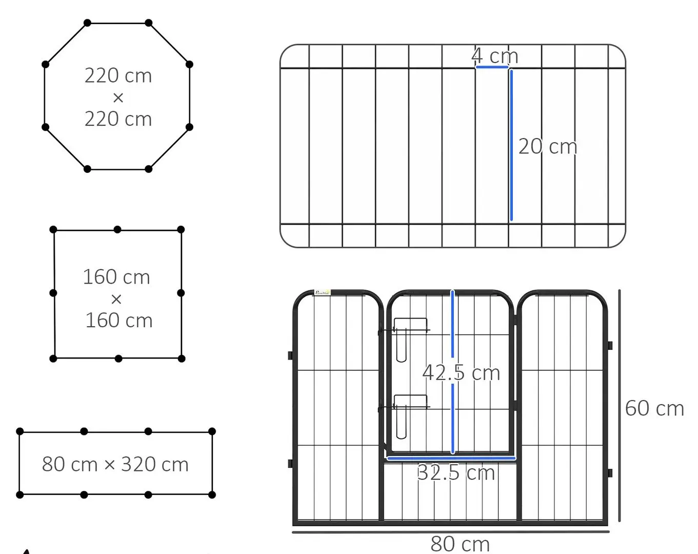 Загон для домашних животных PawHut D06-107V02BK (Black)