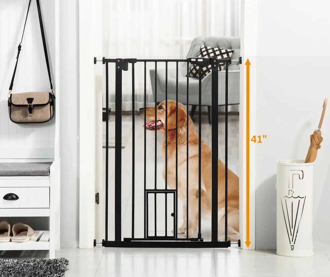 Bariera de protectie pentru animale PawHut D06-124 (Black)