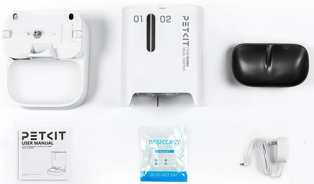 Hranitor inteligent cu camera video pentru animale de companie Petkit YumShare Dual-hopper (White)