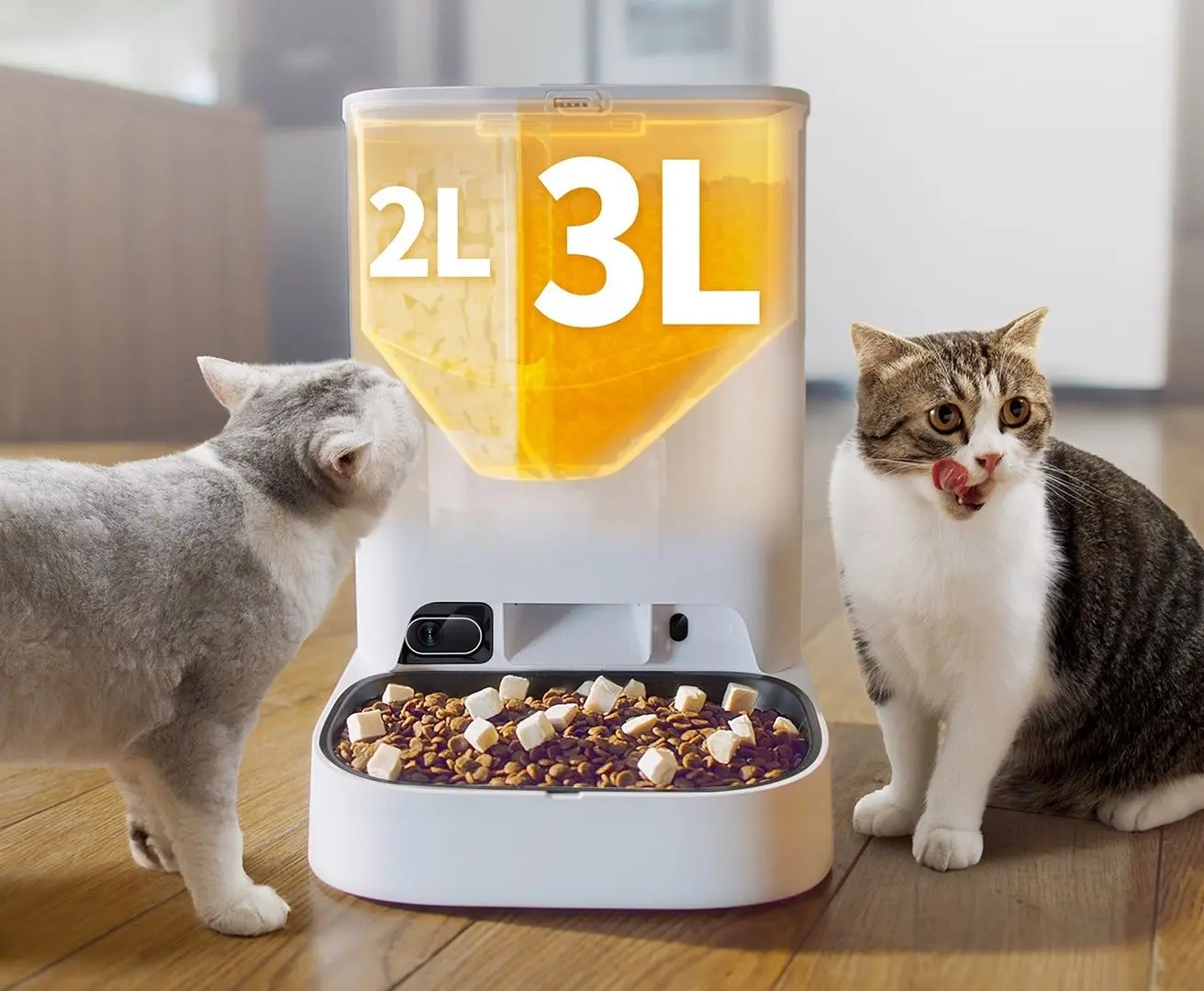 Hranitor inteligent cu camera video pentru animale de companie Petkit YumShare Dual-hopper (White)