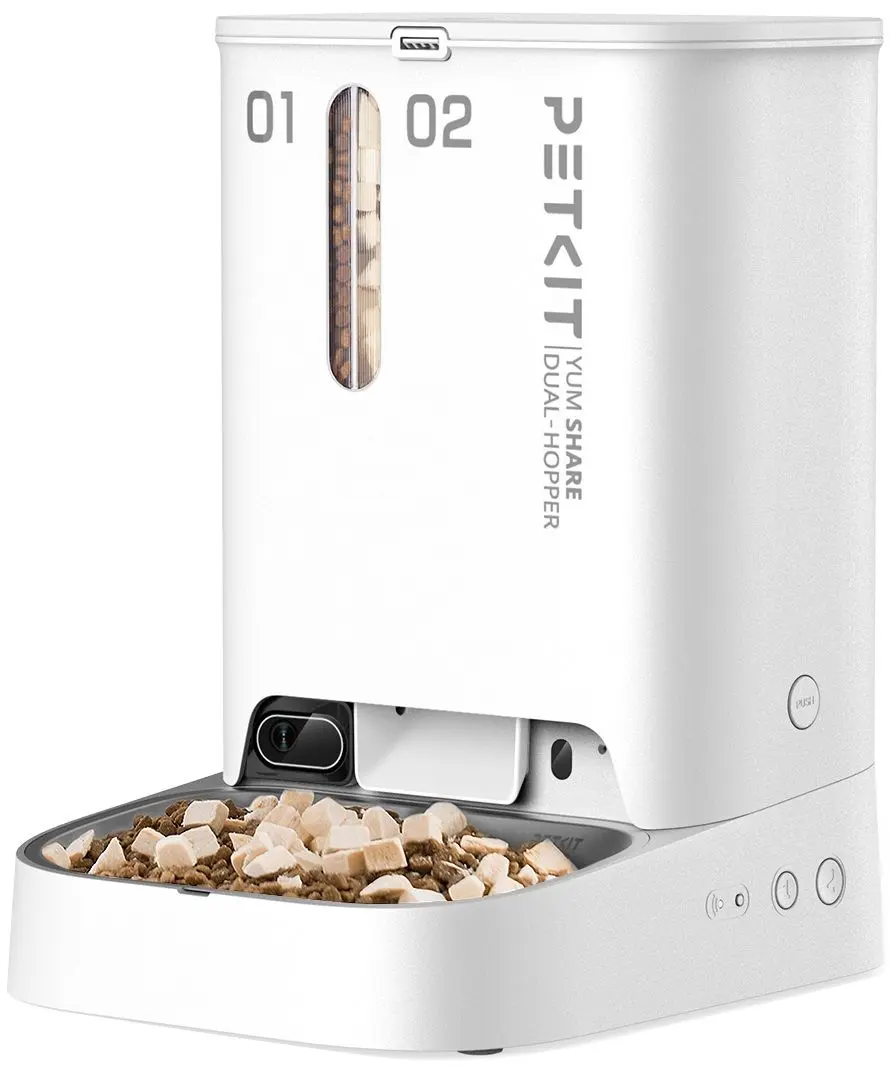 Hranitor inteligent cu camera video pentru animale de companie Petkit YumShare Dual-hopper (White)