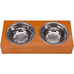 Bol dublu pentru animale 44979 30X14X6cm (Wood)