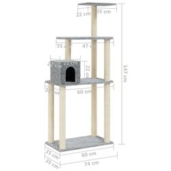 Игровой комплекс для кошек VidaXL 171477 (Light Grey) Thumb