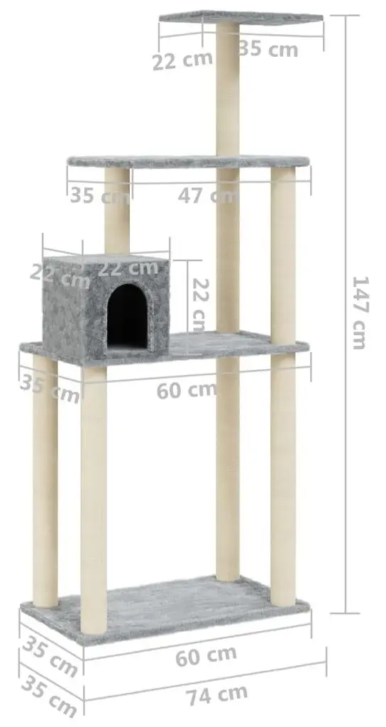 Игровой комплекс для кошек VidaXL 171477 (Light Grey)