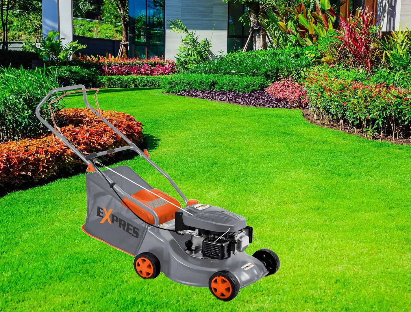Masina de tuns iarba pe benzina Ruris Express 409 (Grey/Orange)