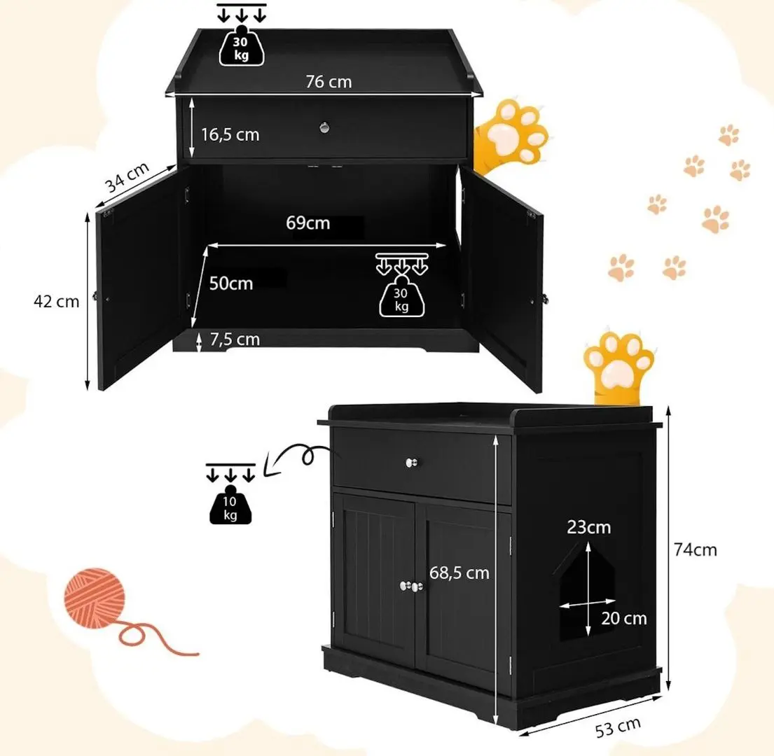 Casuta pentru pisici Costway PV10009BK (Black) - 5
