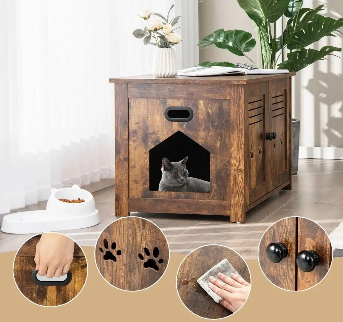 Casuta pentru pisici Costway PV10035CF (Rustic Brown)