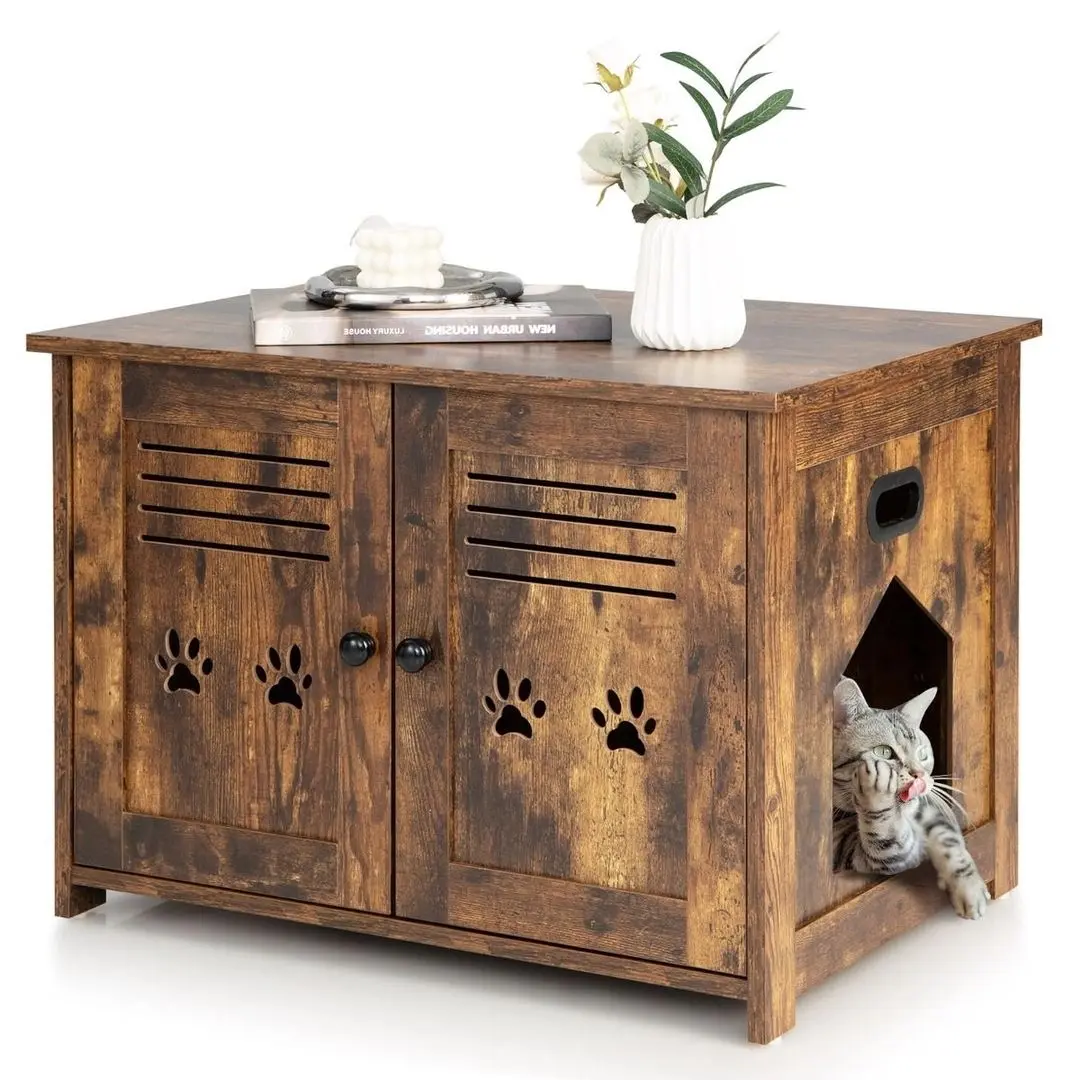 Casuta pentru pisici Costway PV10035CF (Rustic Brown)