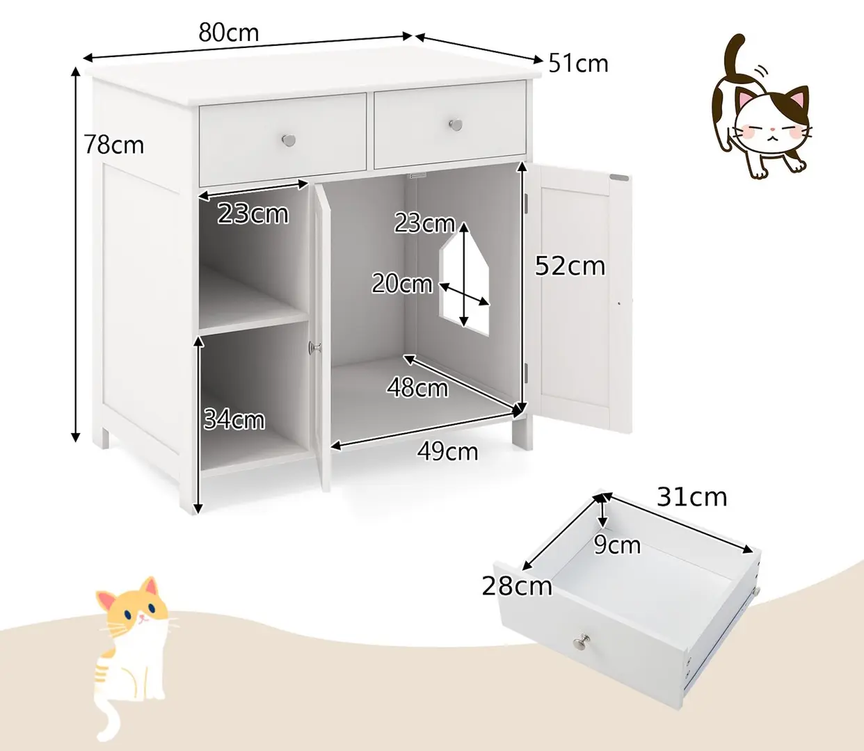 Casuta pentru pisici Costway PV10193WH (White)