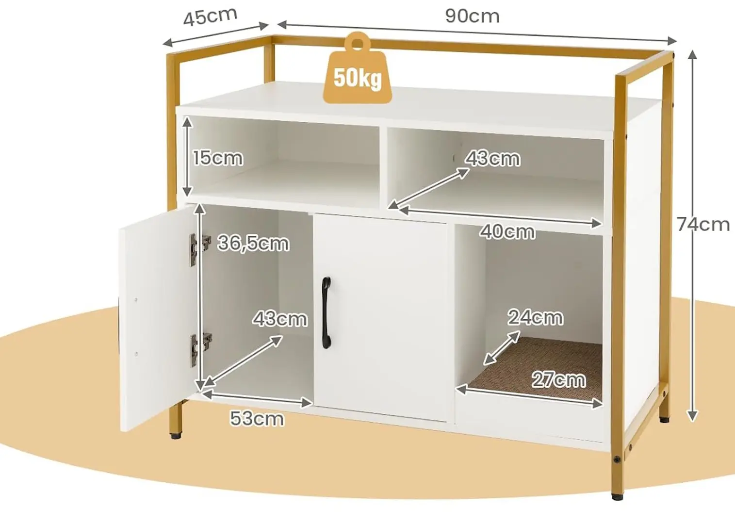 Домик для кошек Costway PV10236WH (White/Gold)