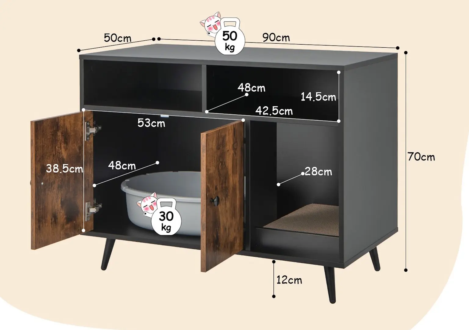 Casuta pentru pisici Costway PV10244 (Black/Brown)