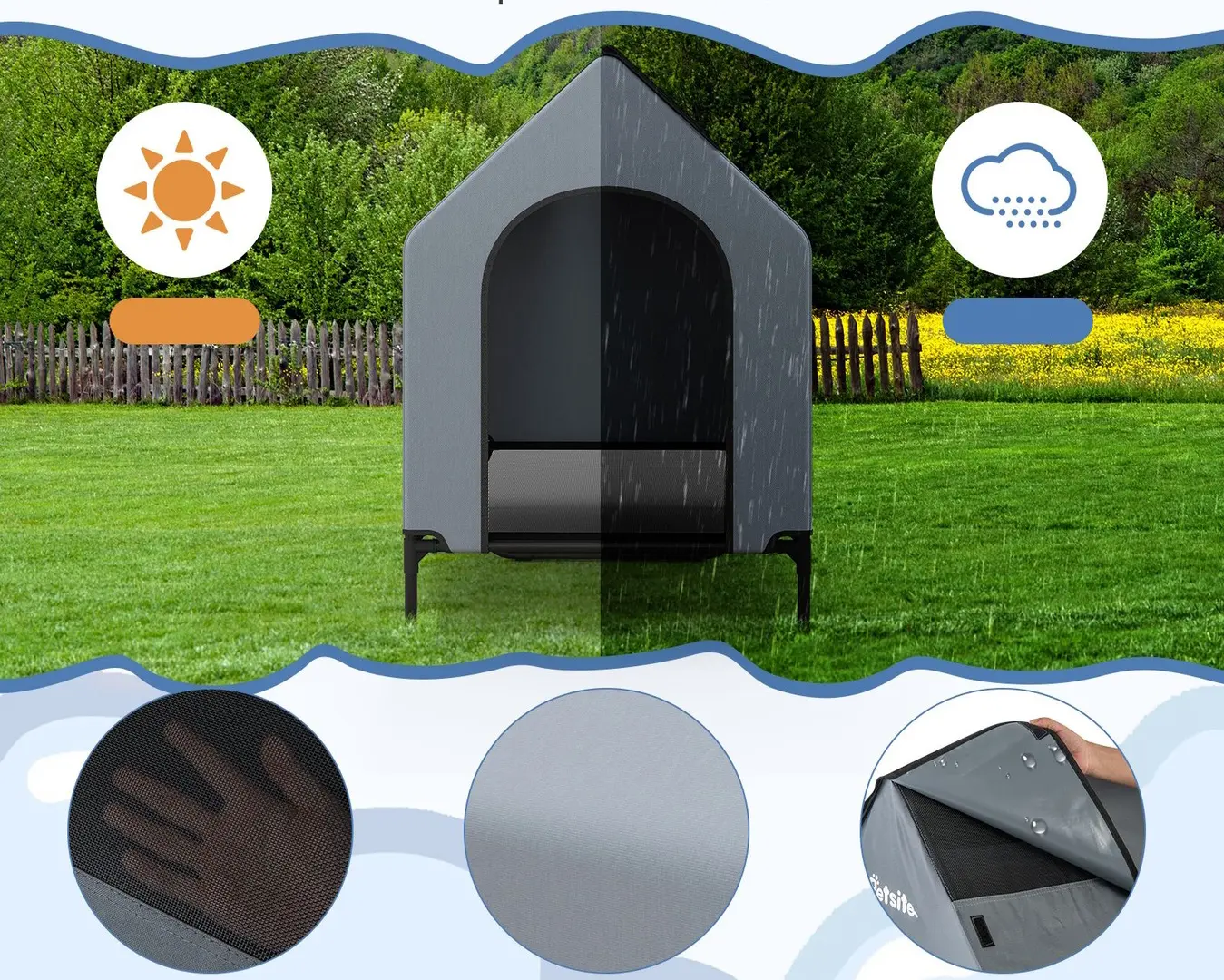 Домик для собак Costway PU10048GR (Grey/Black)