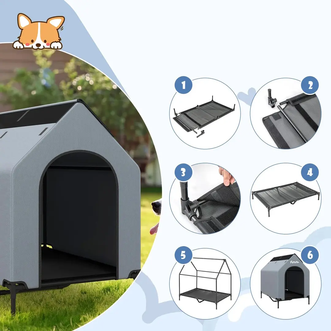 Домик для собак Costway PU10048GR (Grey/Black)