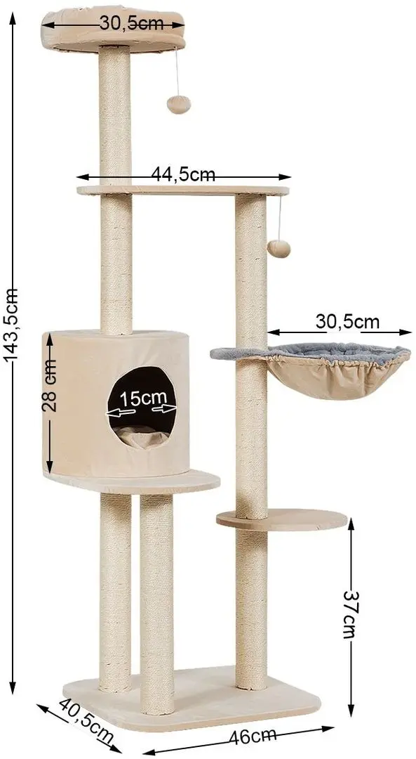 Ansamblu de joaca pentru pisici Costway PS7345BE (Beige)