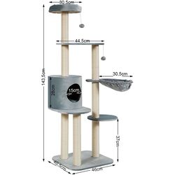 Ansamblu de joaca pentru pisici Costway PS7345SL (Grey/Beige) Thumb