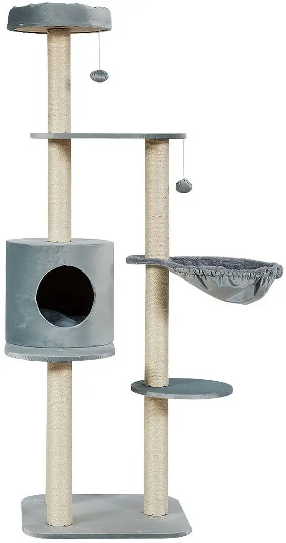 Ansamblu de joaca pentru pisici Costway PS7345SL (Grey/Beige)