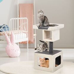 Игровой комплекс для кошек Costway PS7433WH (White/Gray) Thumb