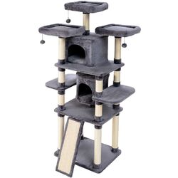 Ansamblu de joaca pentru pisici Costway PS7435HS (Dark Gray/Beige)