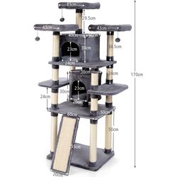 Ansamblu de joaca pentru pisici Costway PS7435HS (Dark Gray/Beige) Thumb