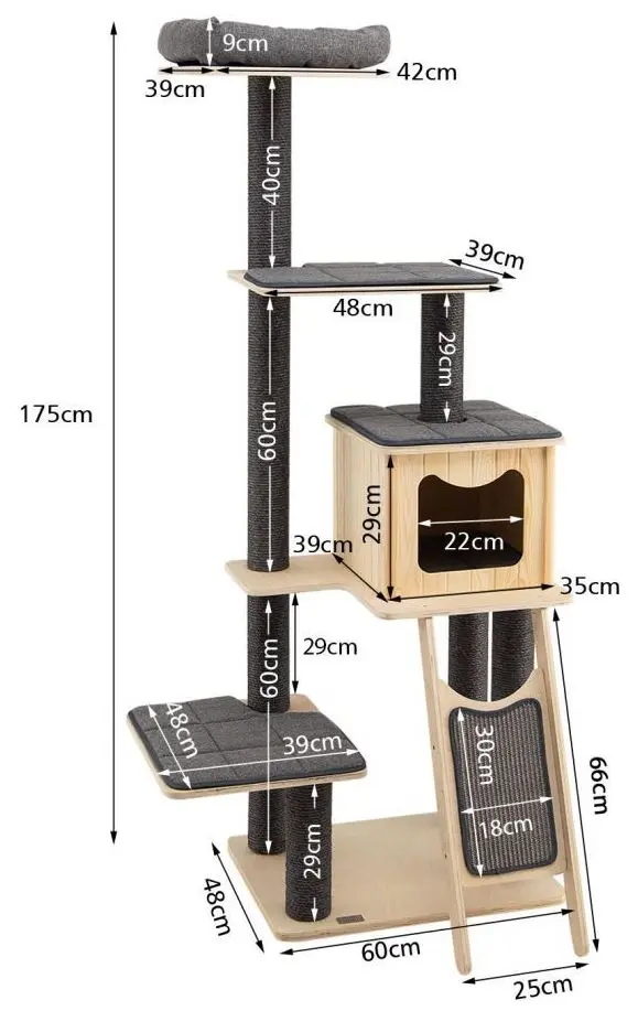 Ansamblu de joaca pentru pisici Costway PS7477GR (Grey)