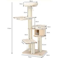 Ansamblu de joaca pentru pisici Costway PS7478NA (Natural) Thumb