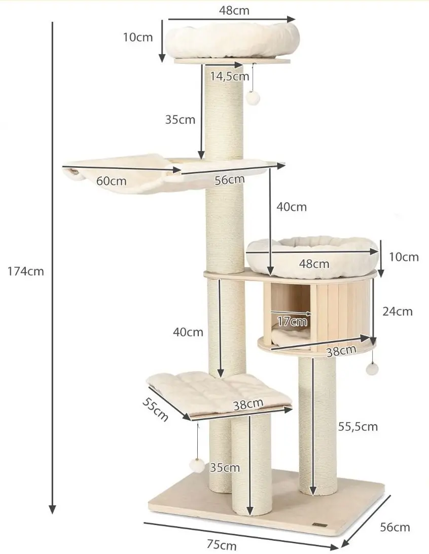 Ansamblu de joaca pentru pisici Costway PS7478NA (Natural)