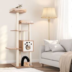 Ansamblu de joaca pentru pisici Costway PS7482BE (Beige) Thumb