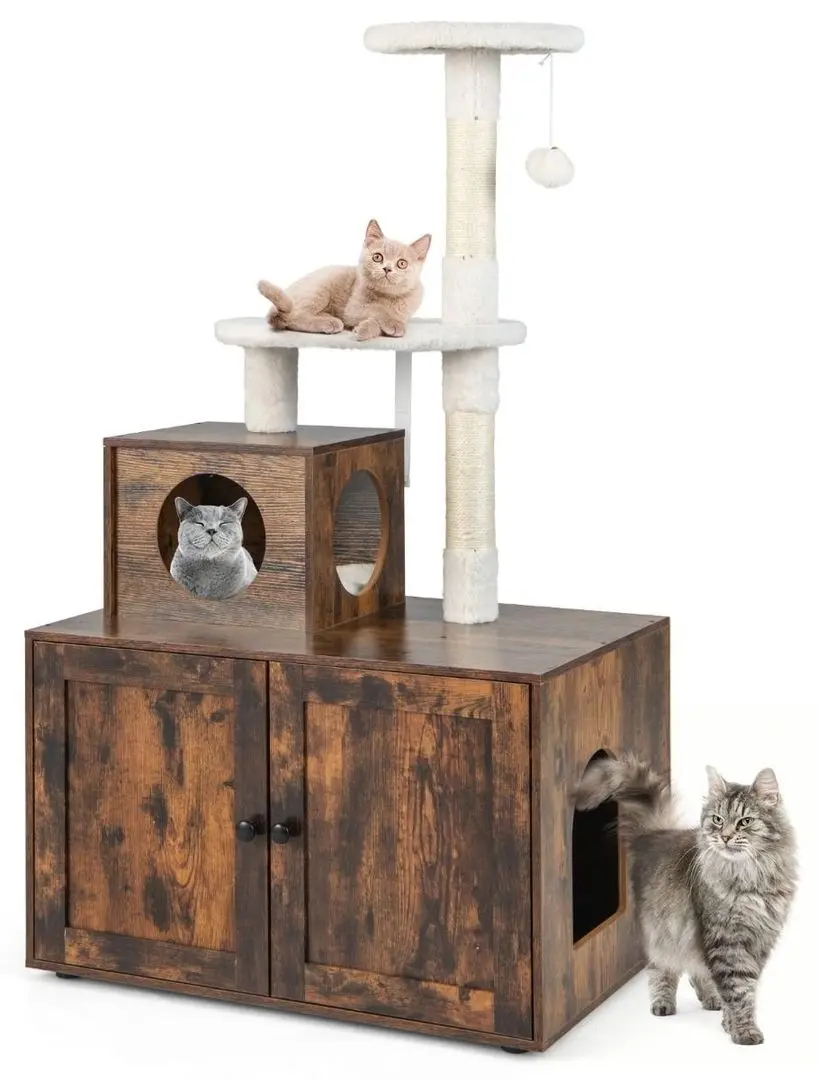 Ansamblu de joaca pentru pisici Costway PV10055CF (Rustic Brown)