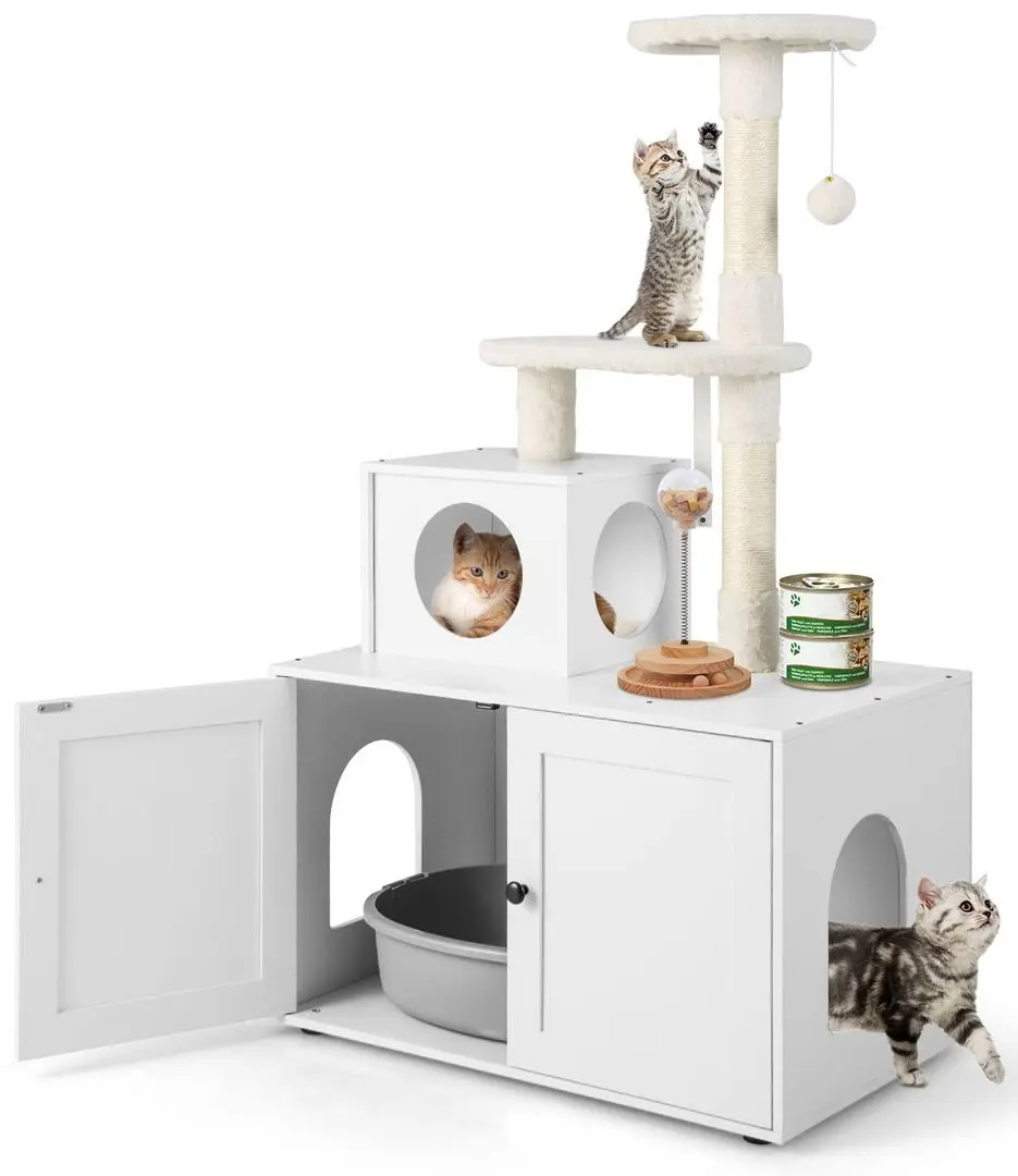 Ansamblu de joaca pentru pisici Costway PV10055WH (White)