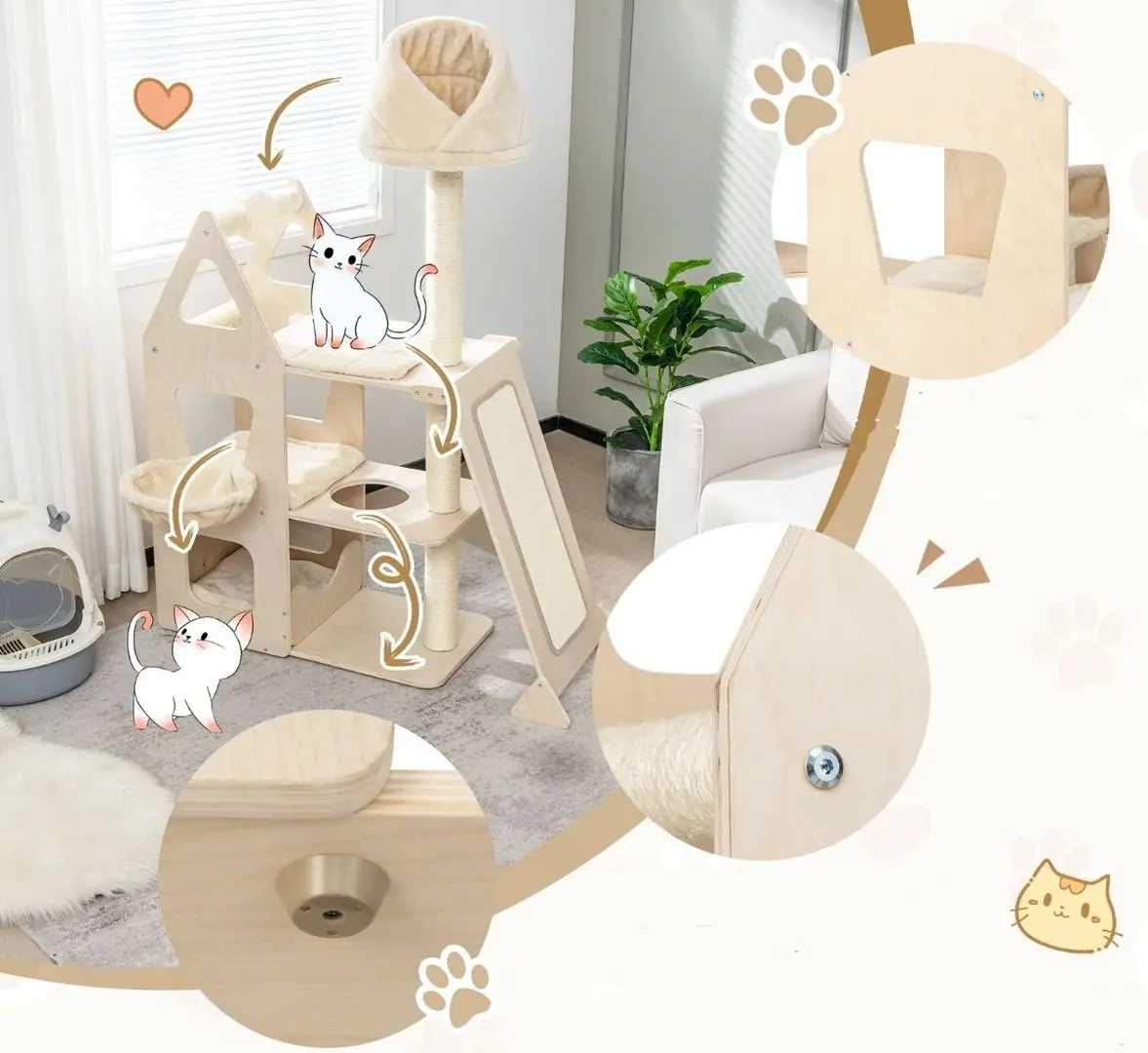 Игровой комплекс для кошек Costway PV10056NA (Wood)