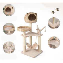 Ansamblu de joaca pentru pisici Costway PV10069NA (Beige) Thumb