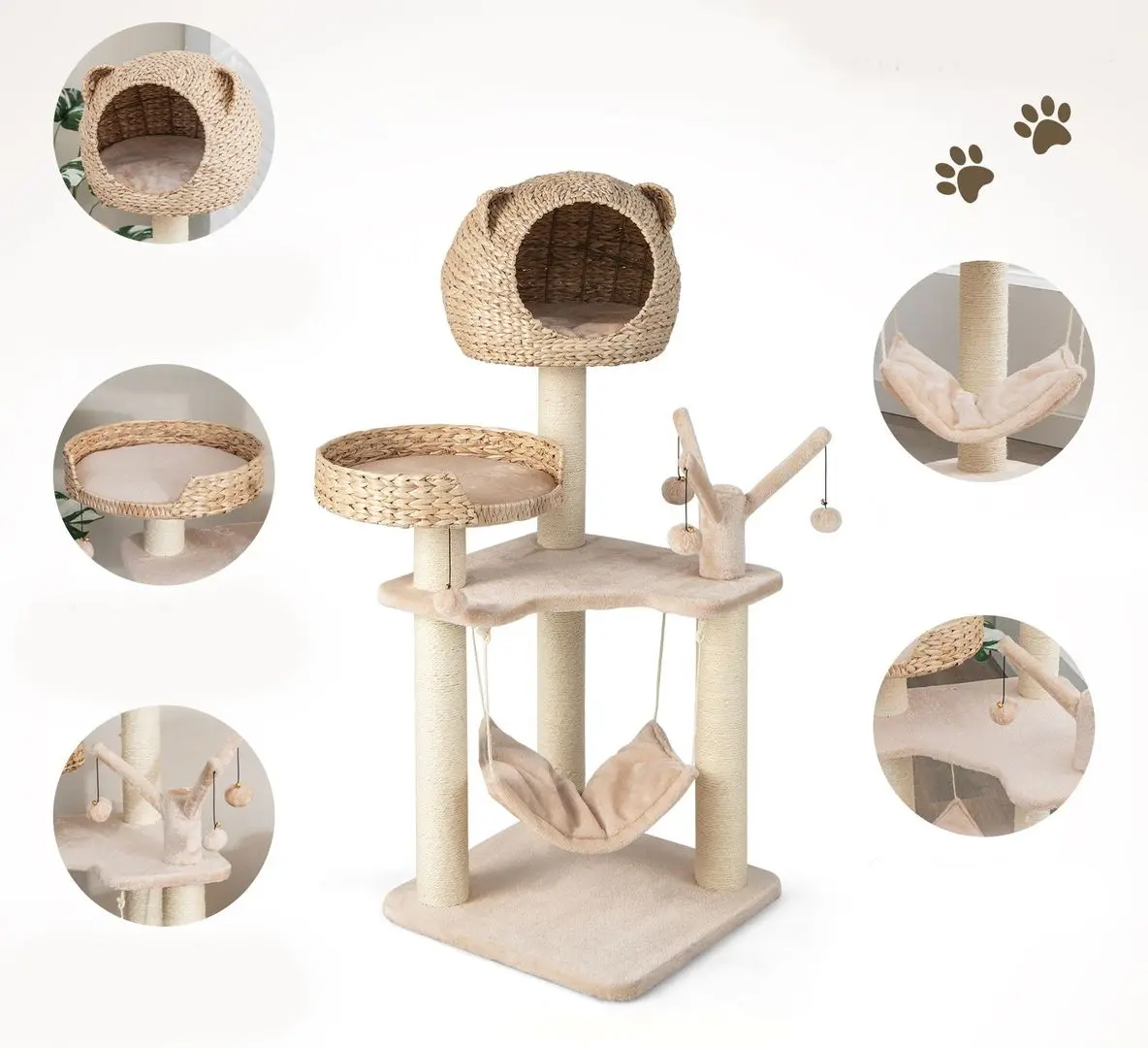 Ansamblu de joaca pentru pisici Costway PV10069NA (Beige)