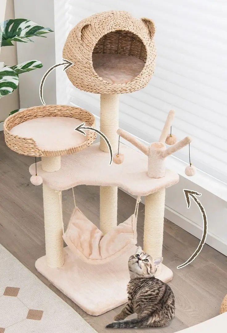 Ansamblu de joaca pentru pisici Costway PV10069NA (Beige)