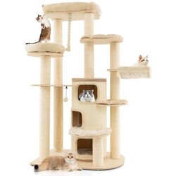 Ansamblu de joaca pentru pisici Costway PV10091BE (Beige)