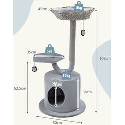 Ansamblu de joaca pentru pisici Costway PV10104GR (Grey) Thumb