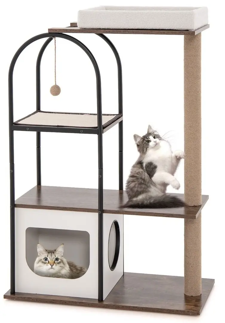 Ansamblu de joaca pentru pisici Costway PV10109WH (White)