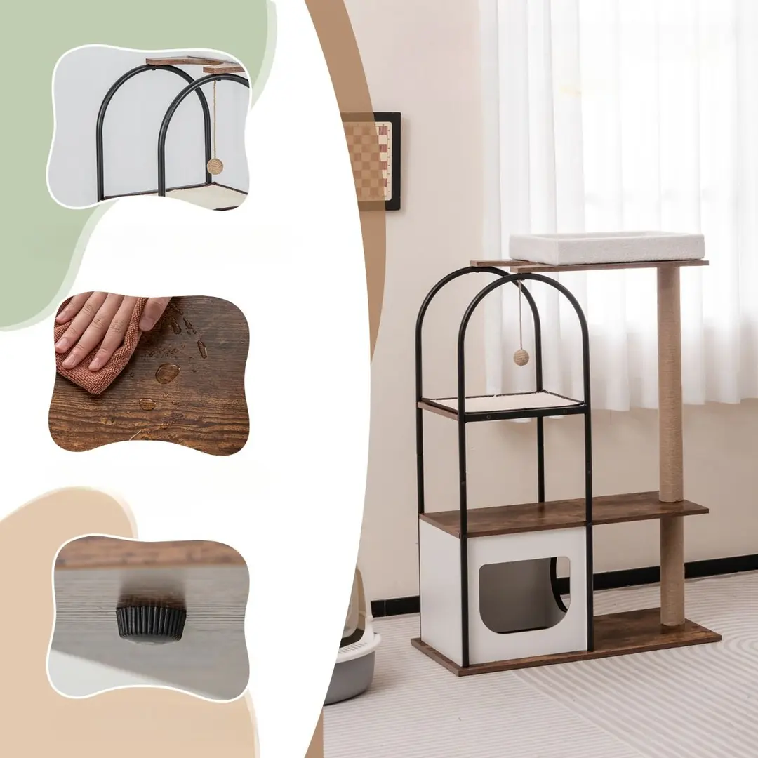 Ansamblu de joaca pentru pisici Costway PV10109WH (White)