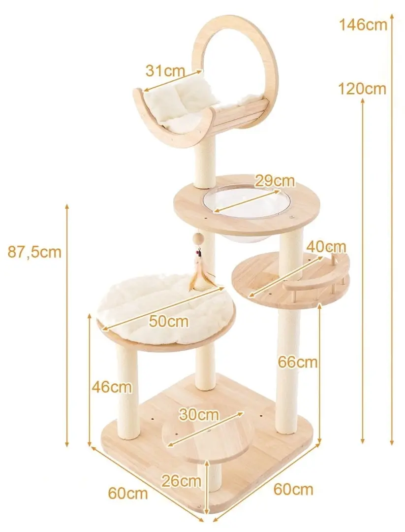 Ansamblu de joaca pentru pisici Costway PV10111 (Beige)